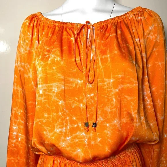 Michael Kors long sleeve michael kors orange Boho top NWT $98 - Picture 4 of 7